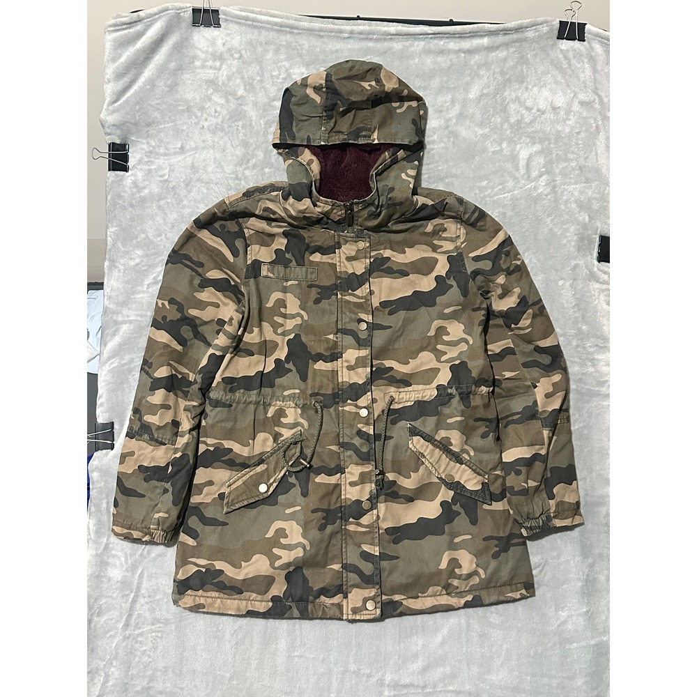 Ci Sono Womens‎ Camouflage Hooded Anorak Parka Jacket Khaki Green - L - Used